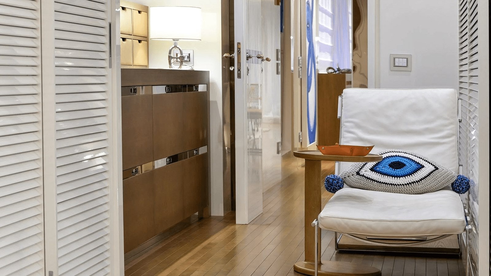 a room with a bed and a closet aboard 2018 SANLORENZO SL118 #614 Yacht for Sale