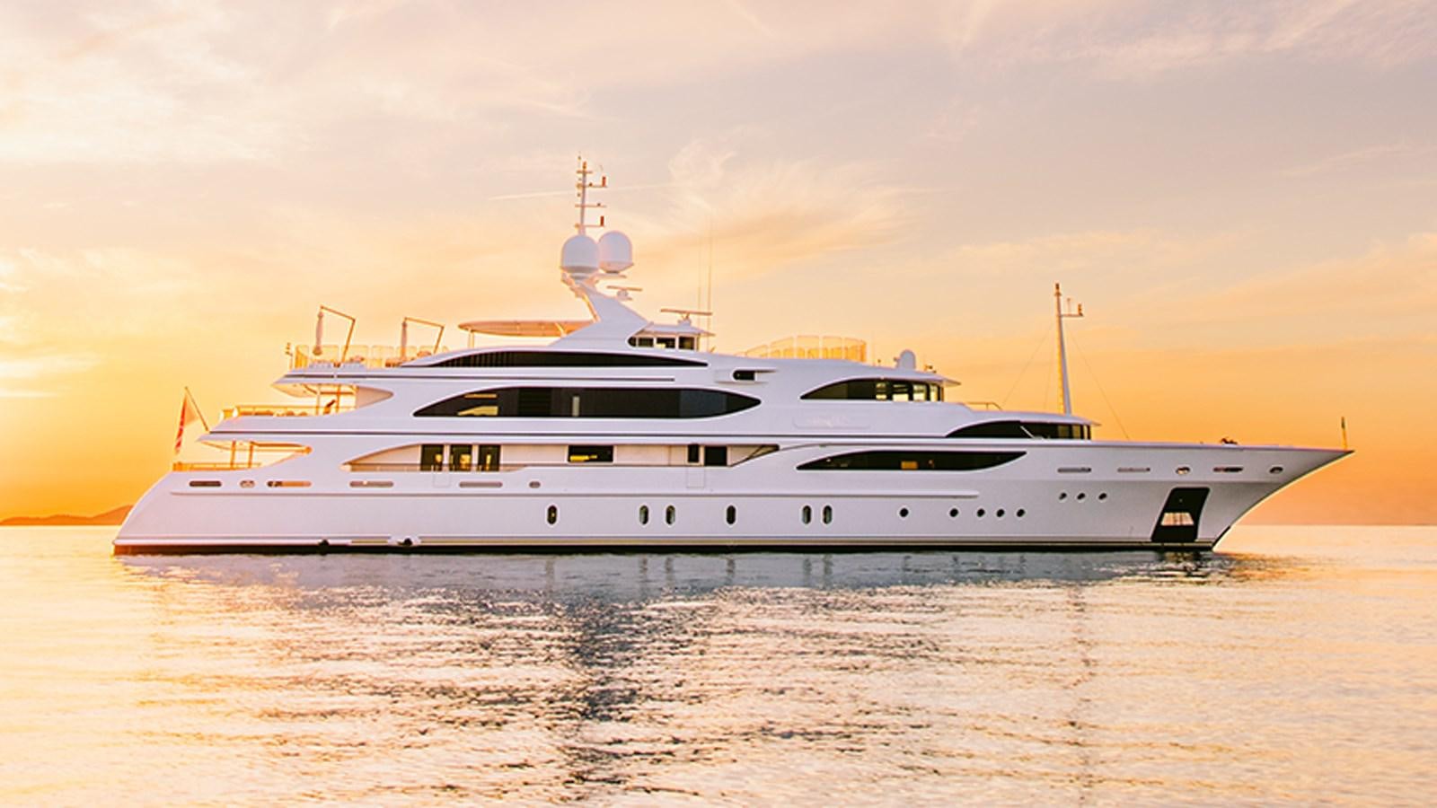 a white yacht in the water aboard IDYLLIC Yacht for Sale