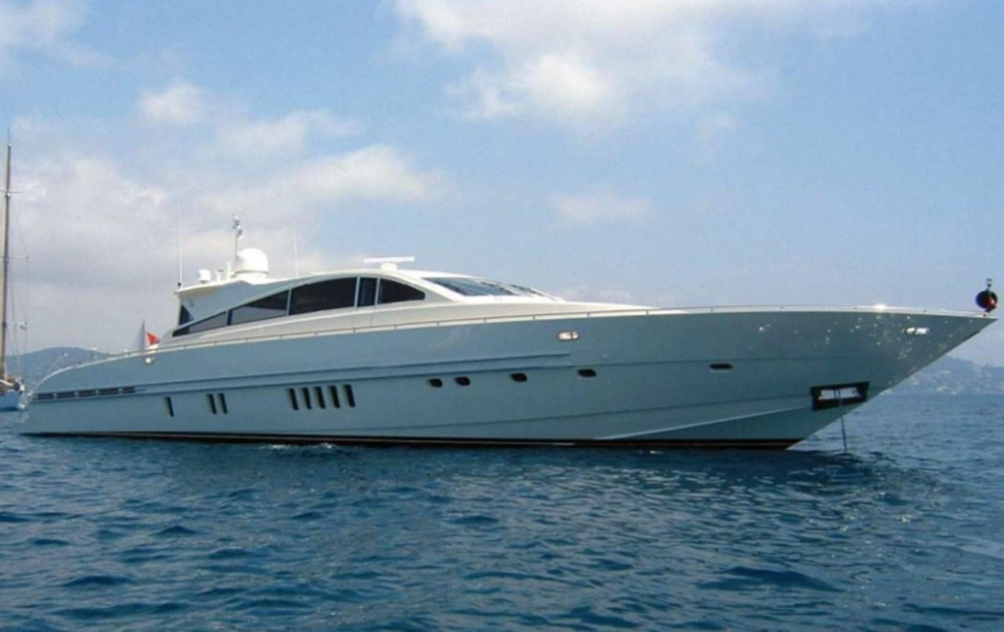 a white yacht in the water aboard MAHY Yacht for Sale