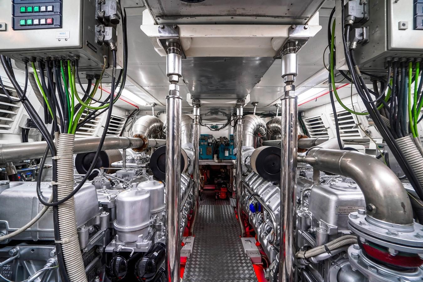 a large machine in a room aboard 108' MANGUSTA 2002 Yacht for Sale