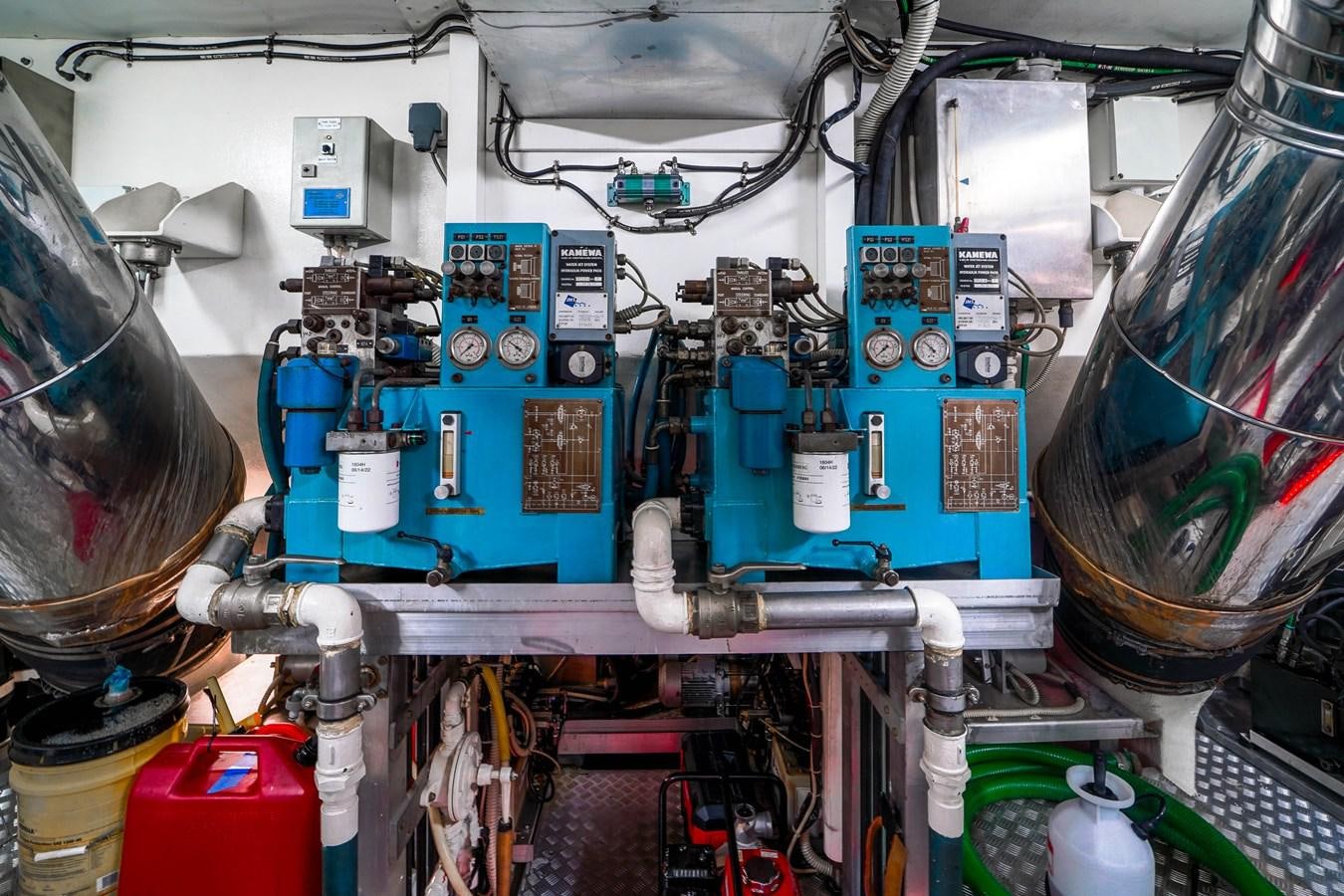 a close-up of a machine aboard 108' MANGUSTA 2002 Yacht for Sale