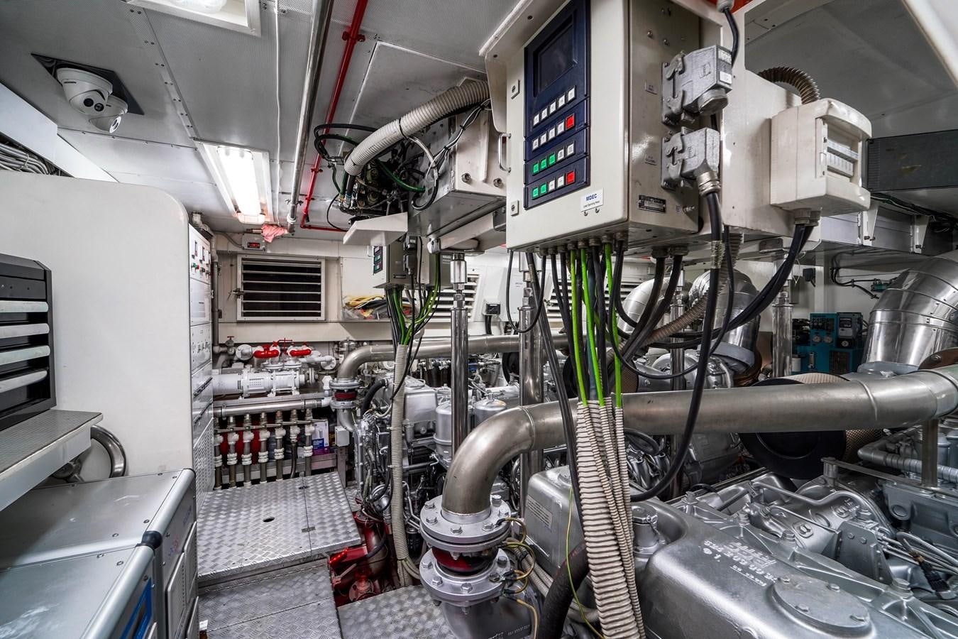 a close-up of a machine aboard 108' MANGUSTA 2002 Yacht for Sale