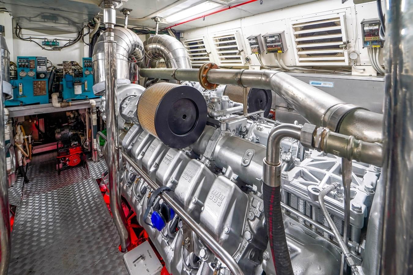 a large machine with many wires aboard 108' MANGUSTA 2002 Yacht for Sale