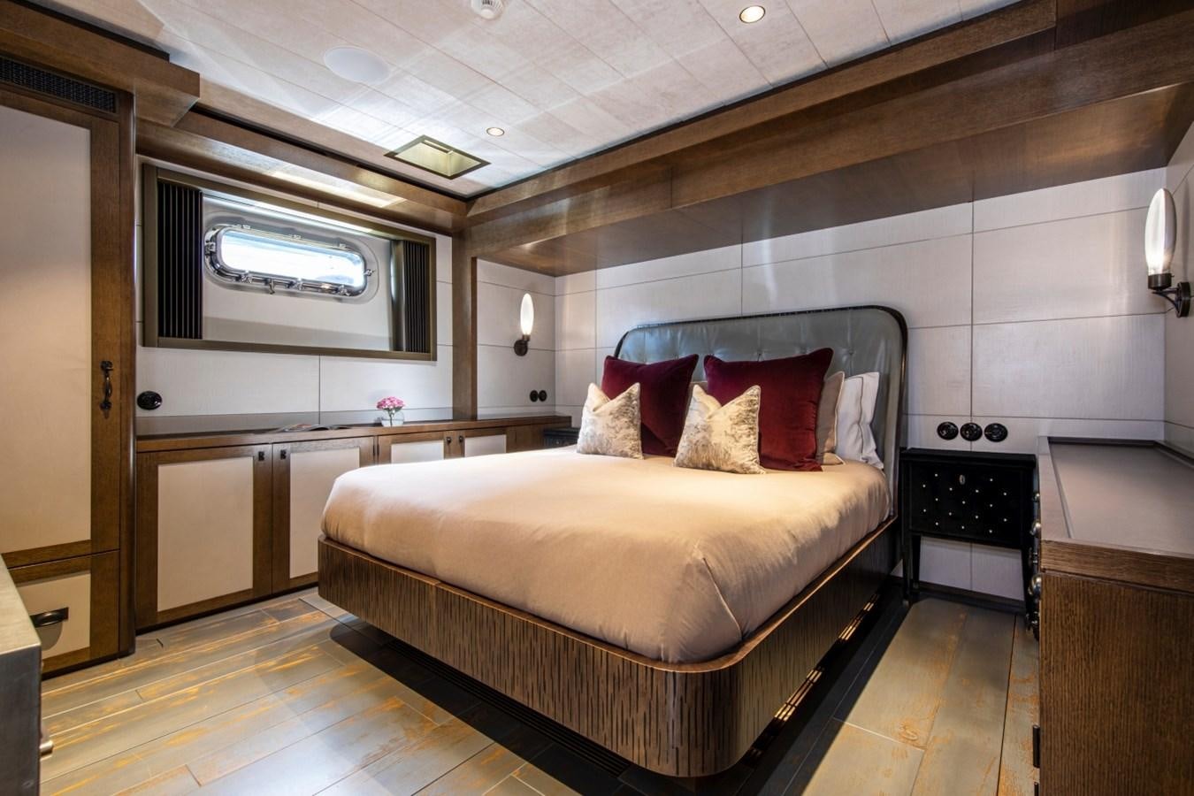a bed in a room aboard PINK GIN Yacht for Sale