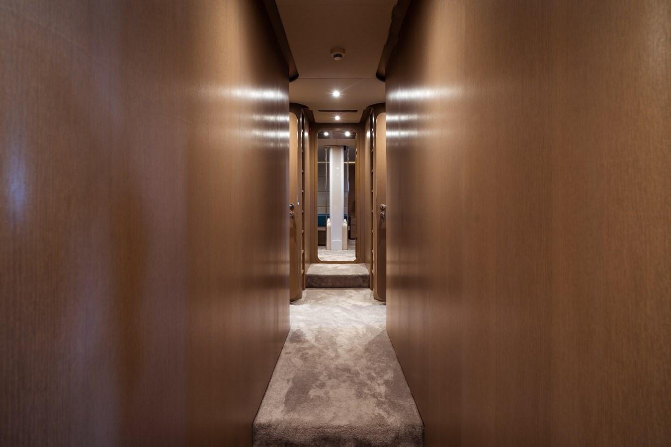 a hallway with a carpet aboard ONE FORCE Yacht for Sale