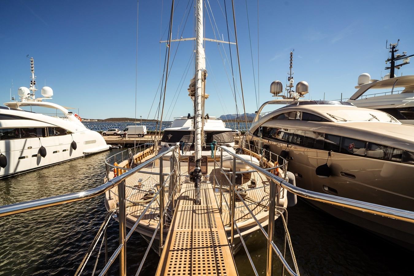 a dock with boats aboard ONE FORCE Yacht for Sale