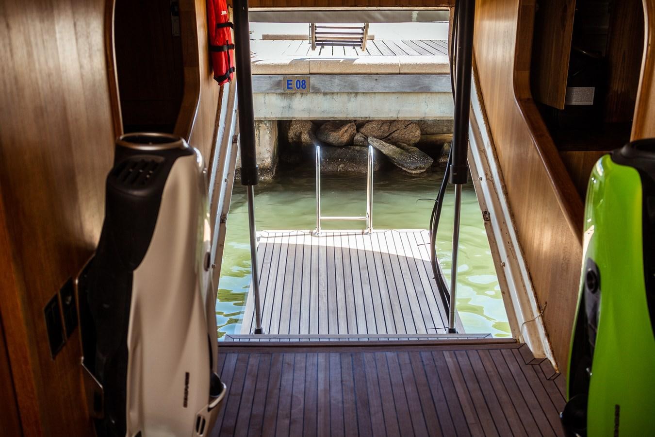 a train with a large pipe aboard ONE FORCE Yacht for Sale