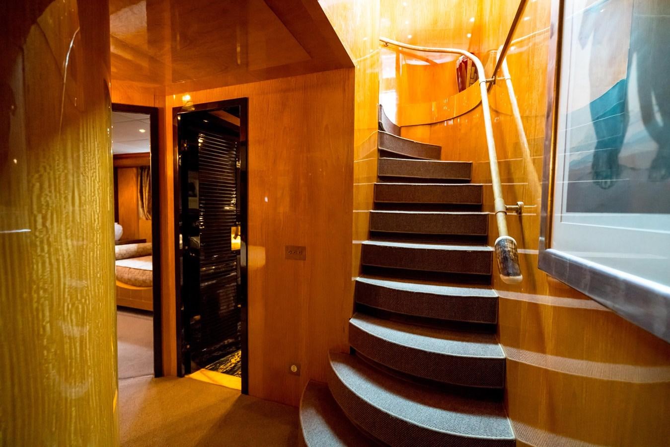 a set of stairs in a room aboard CHASING SPIRIT Yacht for Sale