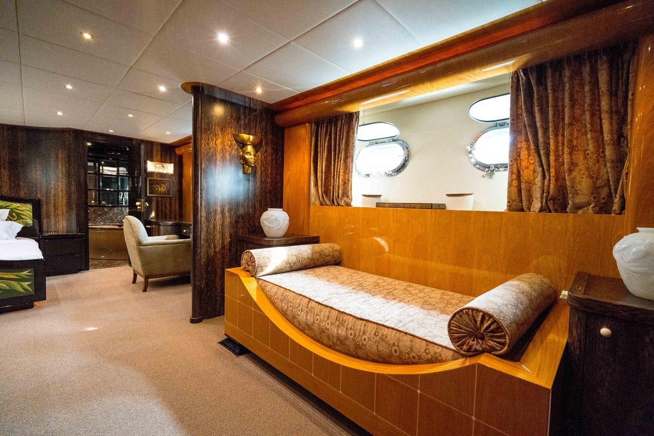 a large bedroom with a bed aboard CHASING SPIRIT Yacht for Sale