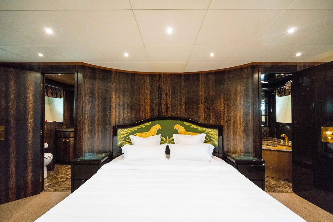 a bed in a room aboard CHASING SPIRIT Yacht for Sale