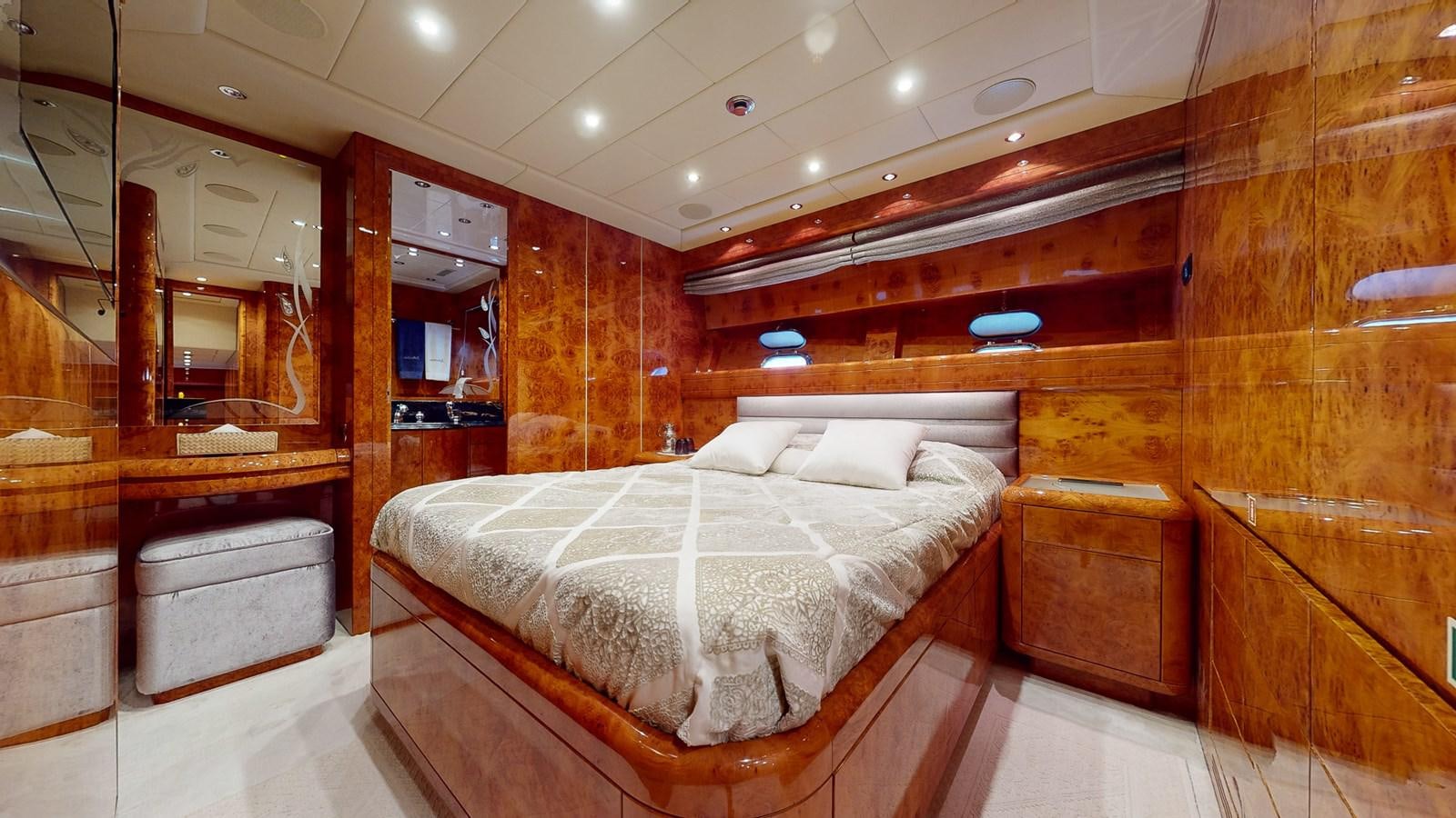 a bed in a room aboard SPLENDIDA Yacht for Sale