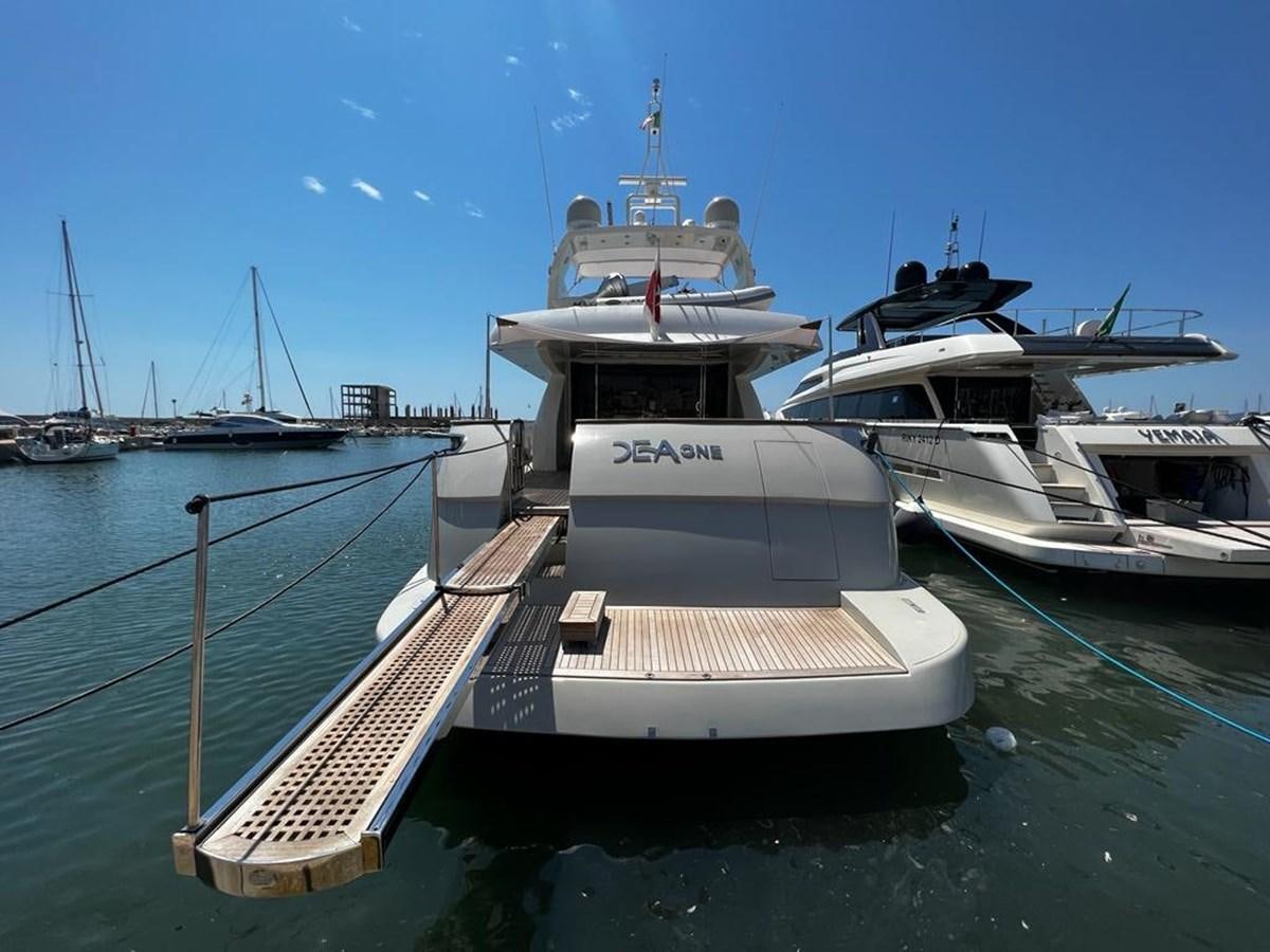 a boat docked at a pier aboard DEAONE Yacht for Sale