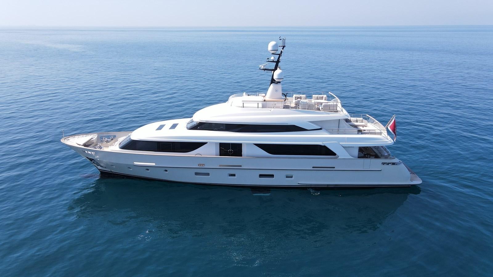 a white yacht in the ocean aboard NAYA 7 Yacht for Sale