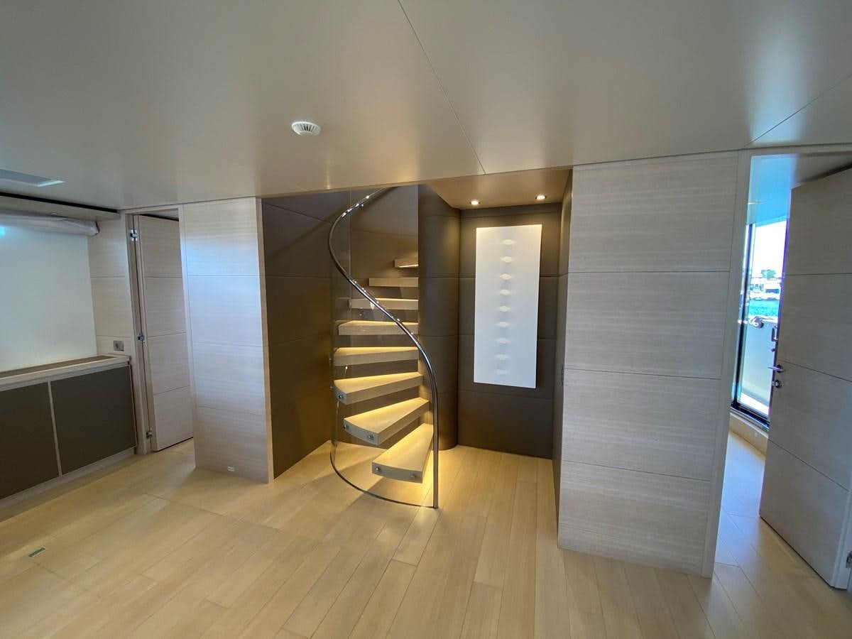 a staircase in a room aboard NAYA 7 Yacht for Sale