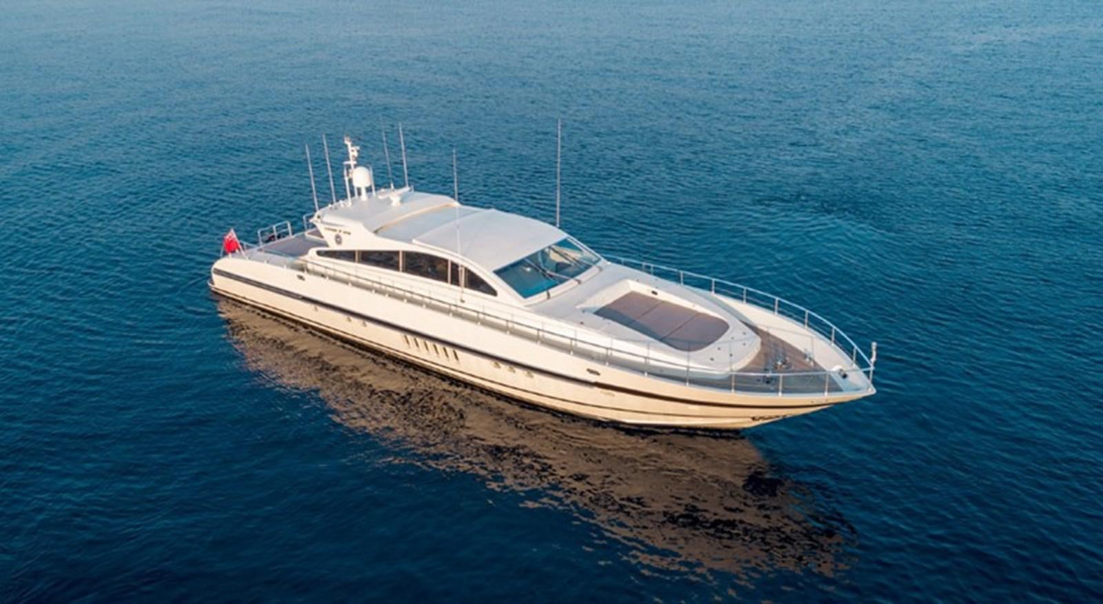 a white boat on the water aboard ROMACHRIS II Yacht for Sale