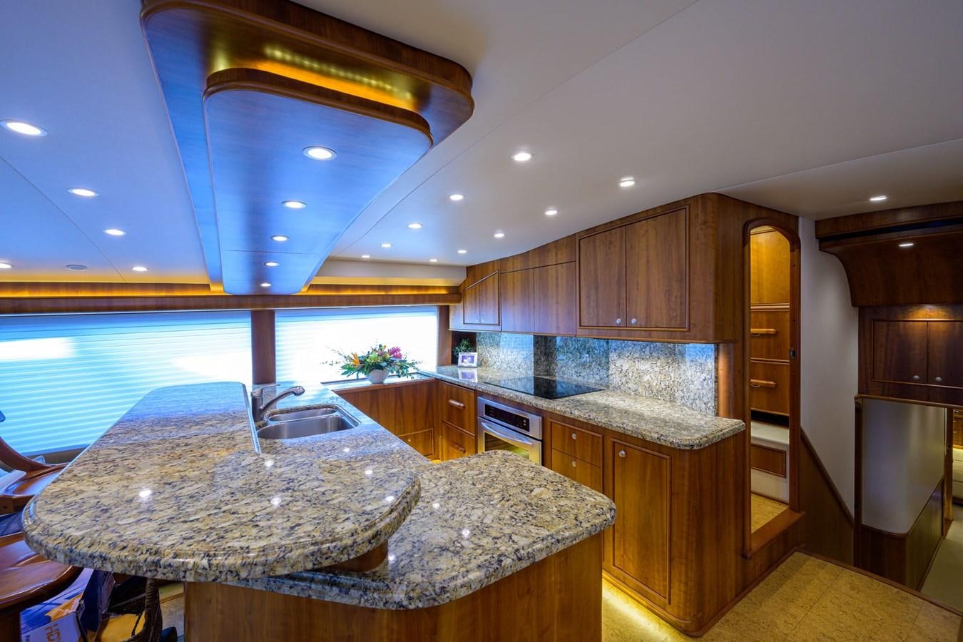 a kitchen with a marble counter top aboard GEORGIA GIRL Yacht for Sale