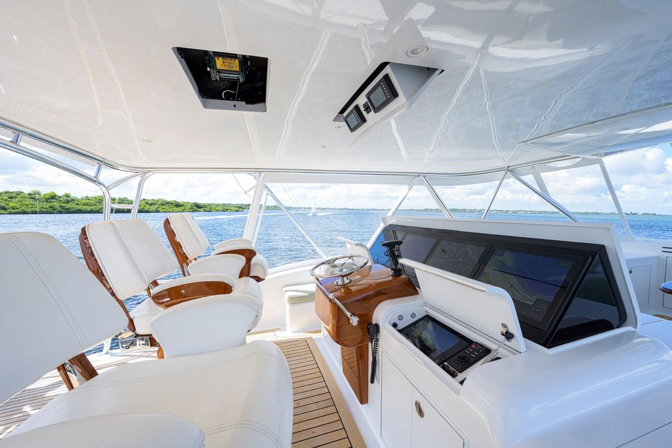 a boat with a large screen aboard GEORGIA GIRL Yacht for Sale
