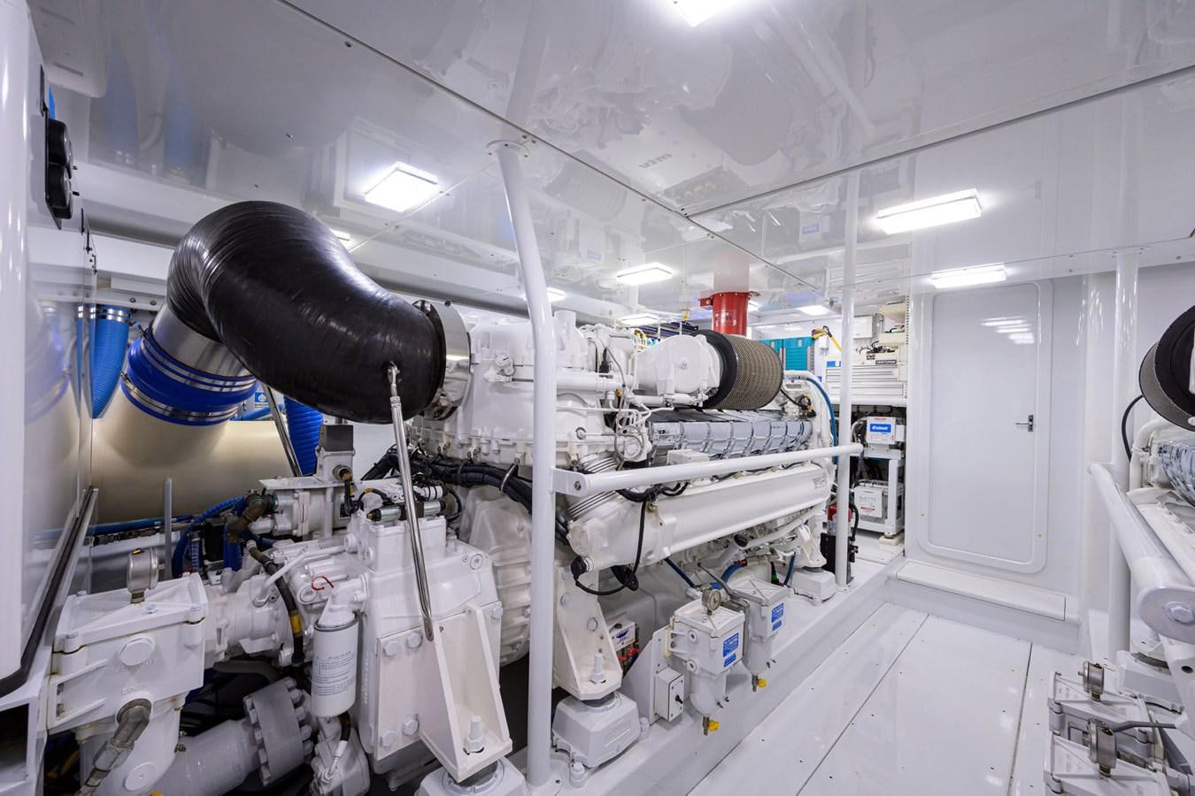 a room with white pipes and tubes aboard GEORGIA GIRL Yacht for Sale