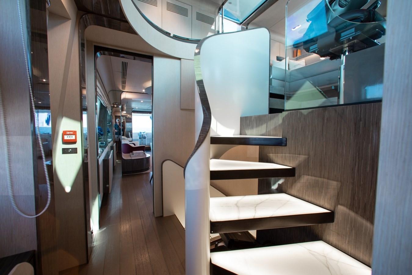 inside of a train aboard INDIGO Yacht for Sale
