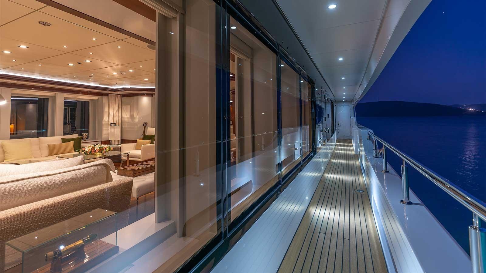 a long hallway with a pool aboard IMMERSIVE Yacht for Sale