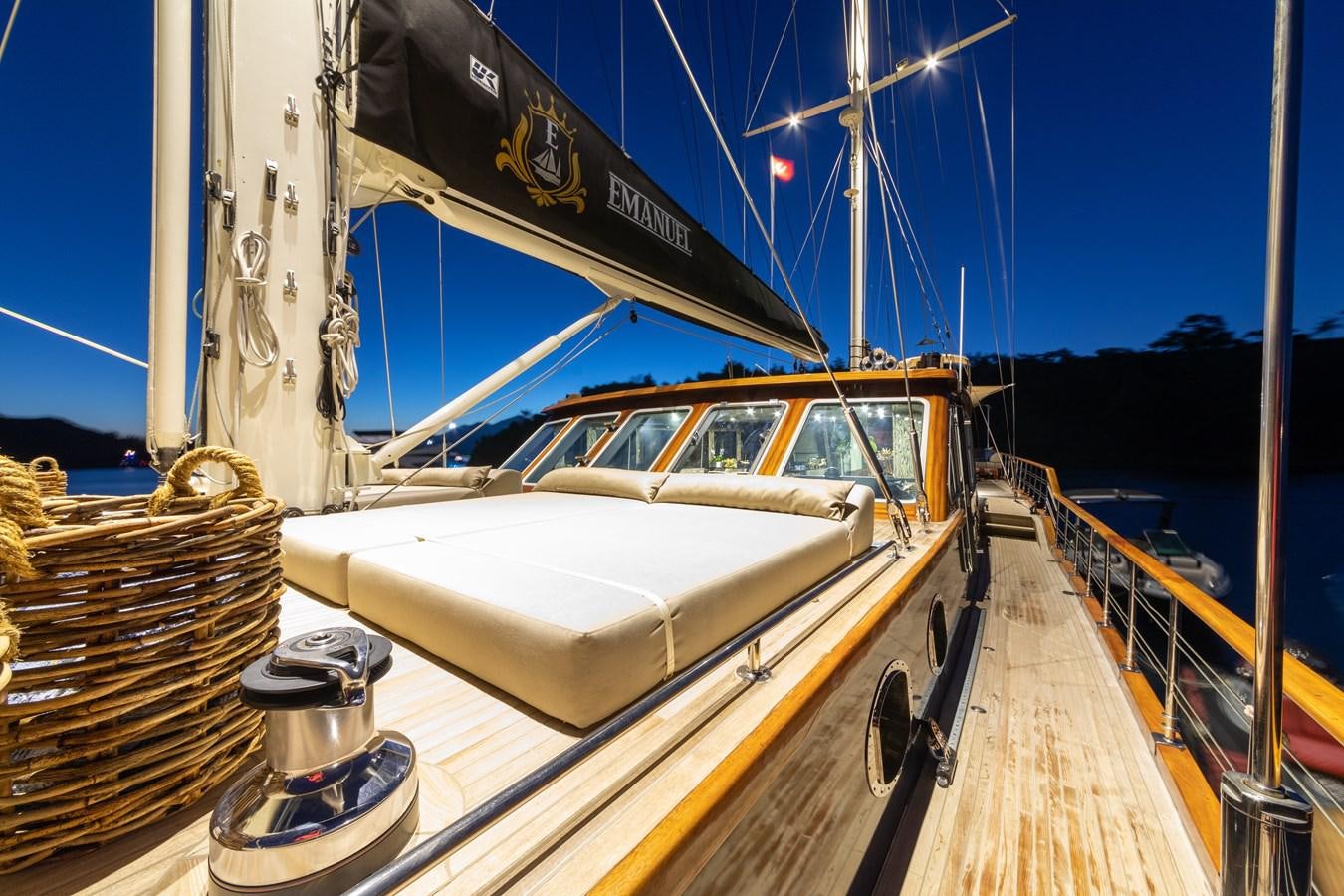 a boat on a dock aboard EMANUEL Yacht for Sale