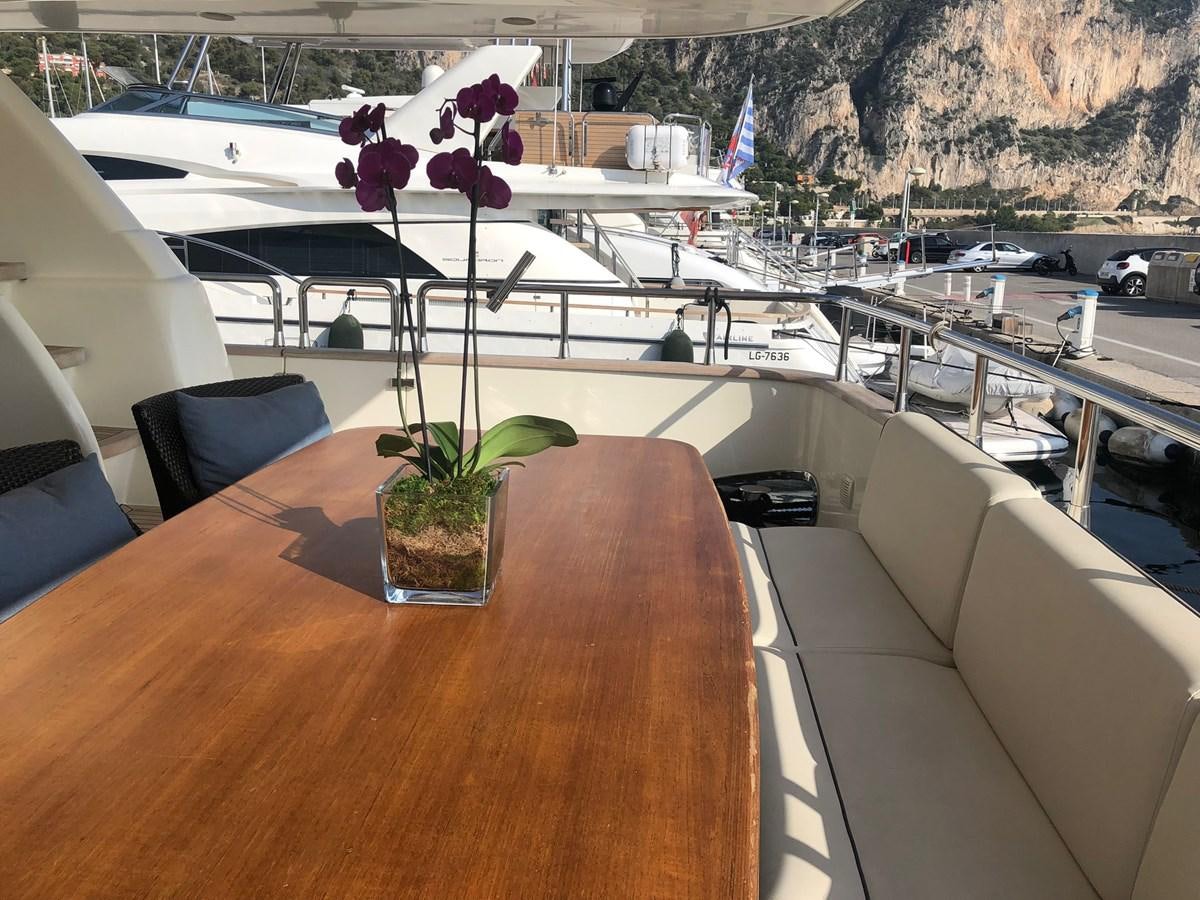 a plant on a table aboard OCEAN DELTA 11 Yacht for Sale