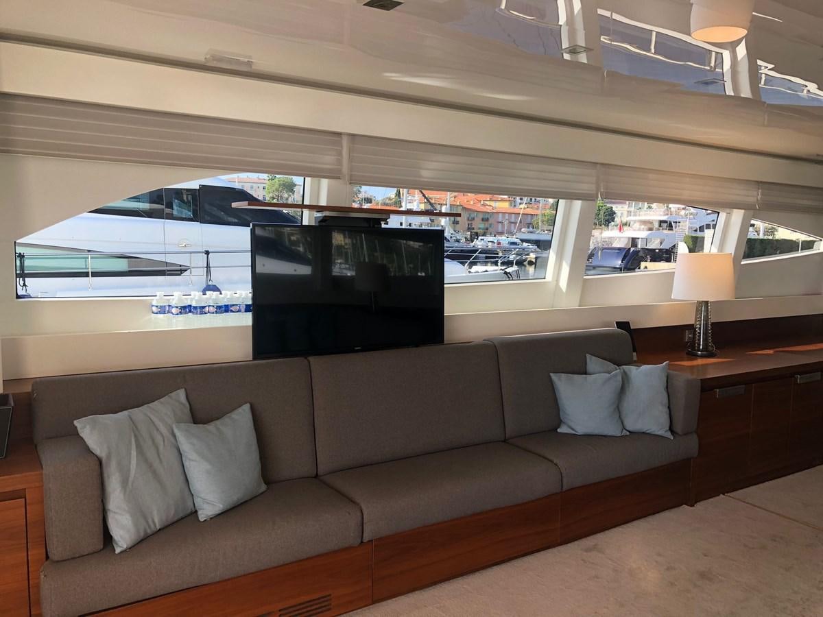 a couch in a room aboard OCEAN DELTA 11 Yacht for Sale