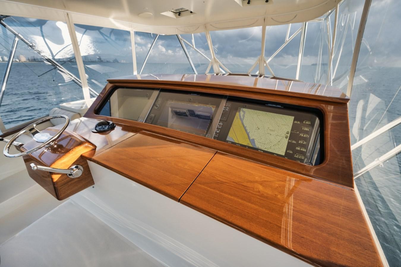 a wooden box with a screen aboard OWL'S NEST Yacht for Sale