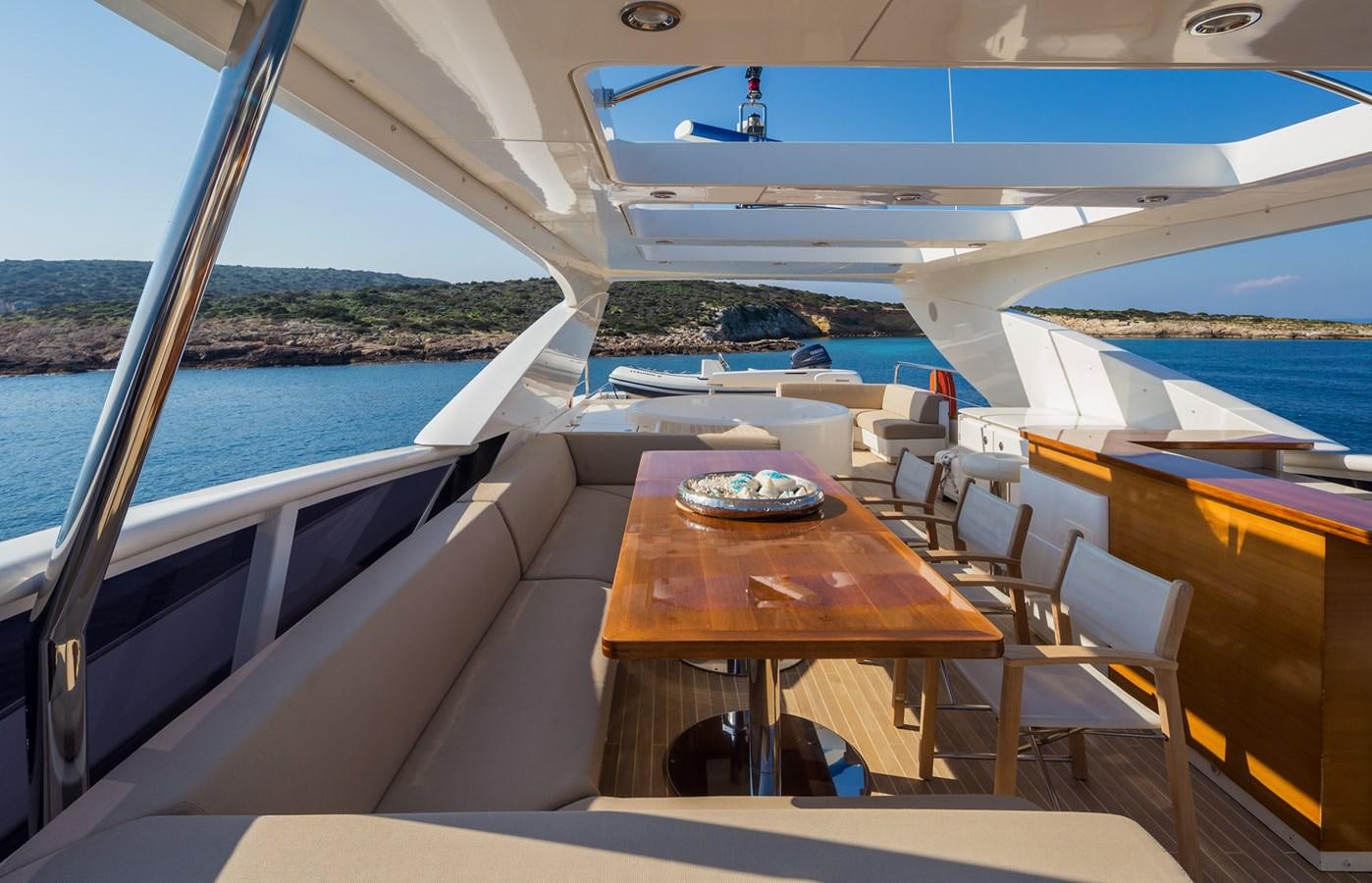 a table on a boat aboard WATER TOY III Yacht for Sale