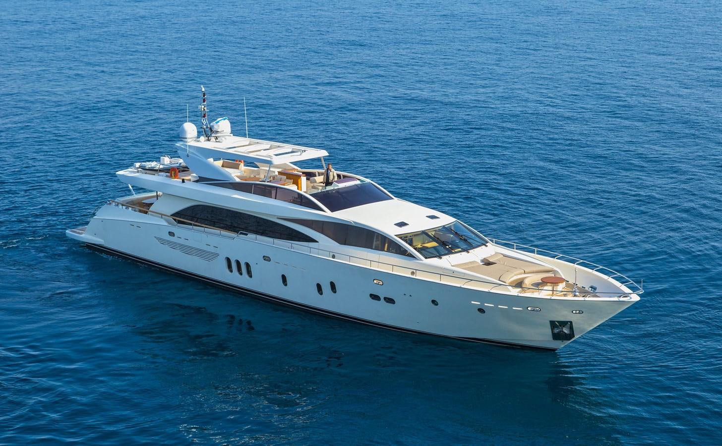 a white yacht in the water aboard WATER TOY III Yacht for Sale