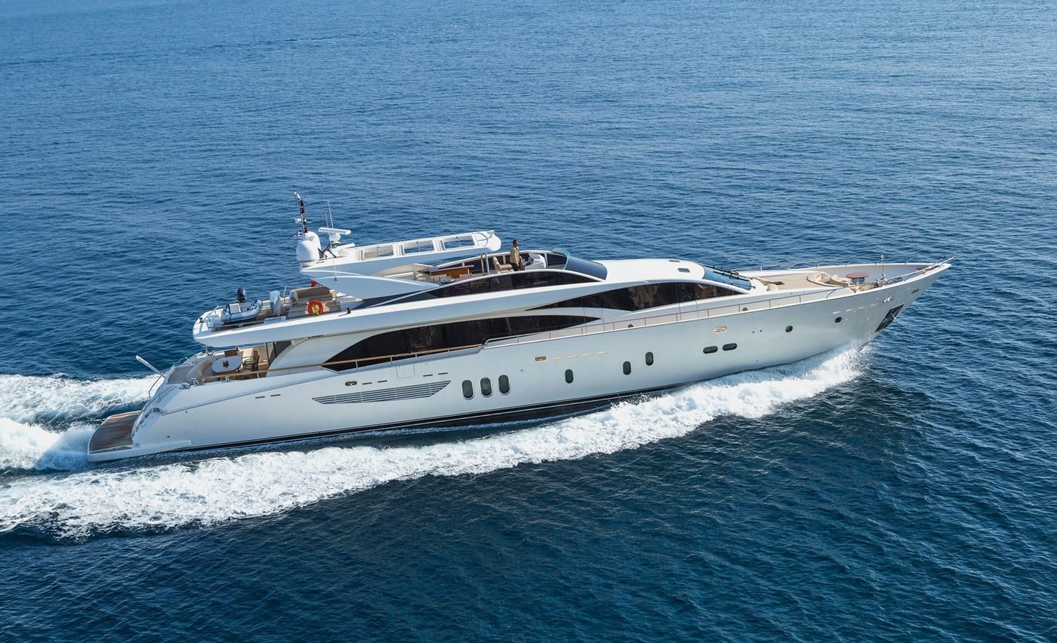 a white yacht in the water aboard WATER TOY III Yacht for Sale