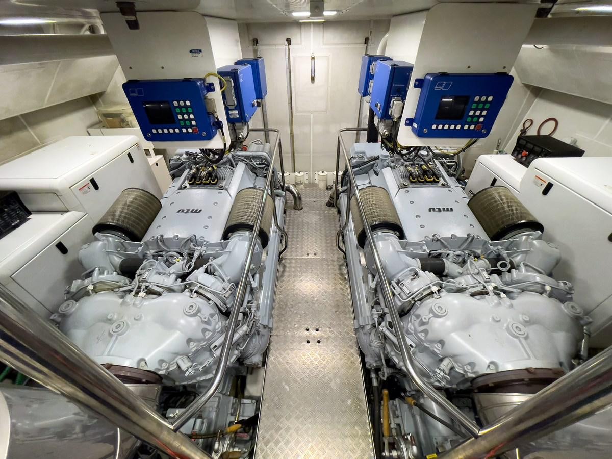 a room full of machines aboard WATER TOY III Yacht for Sale
