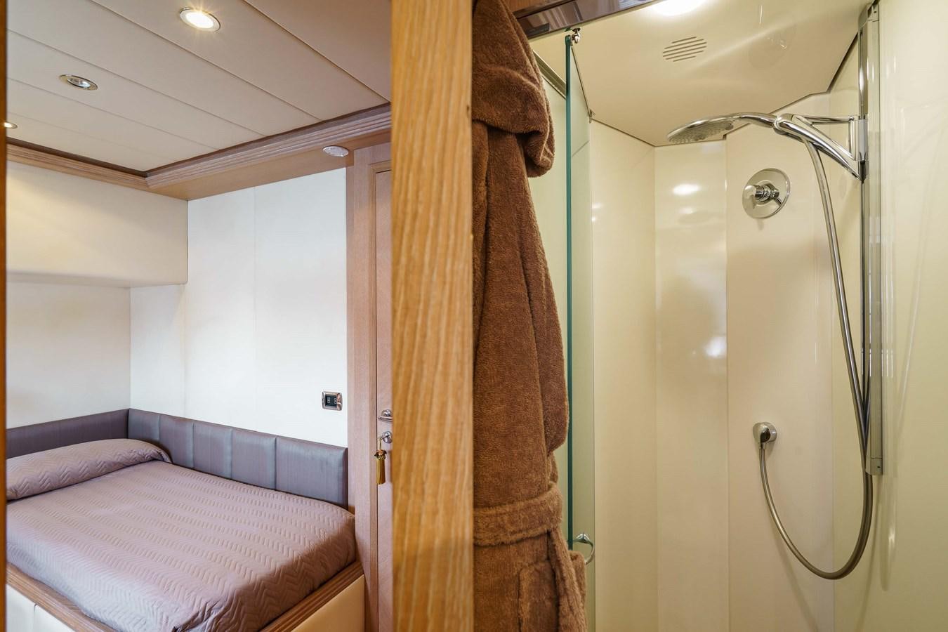 a bed and a shower aboard ALLIE Yacht for Sale