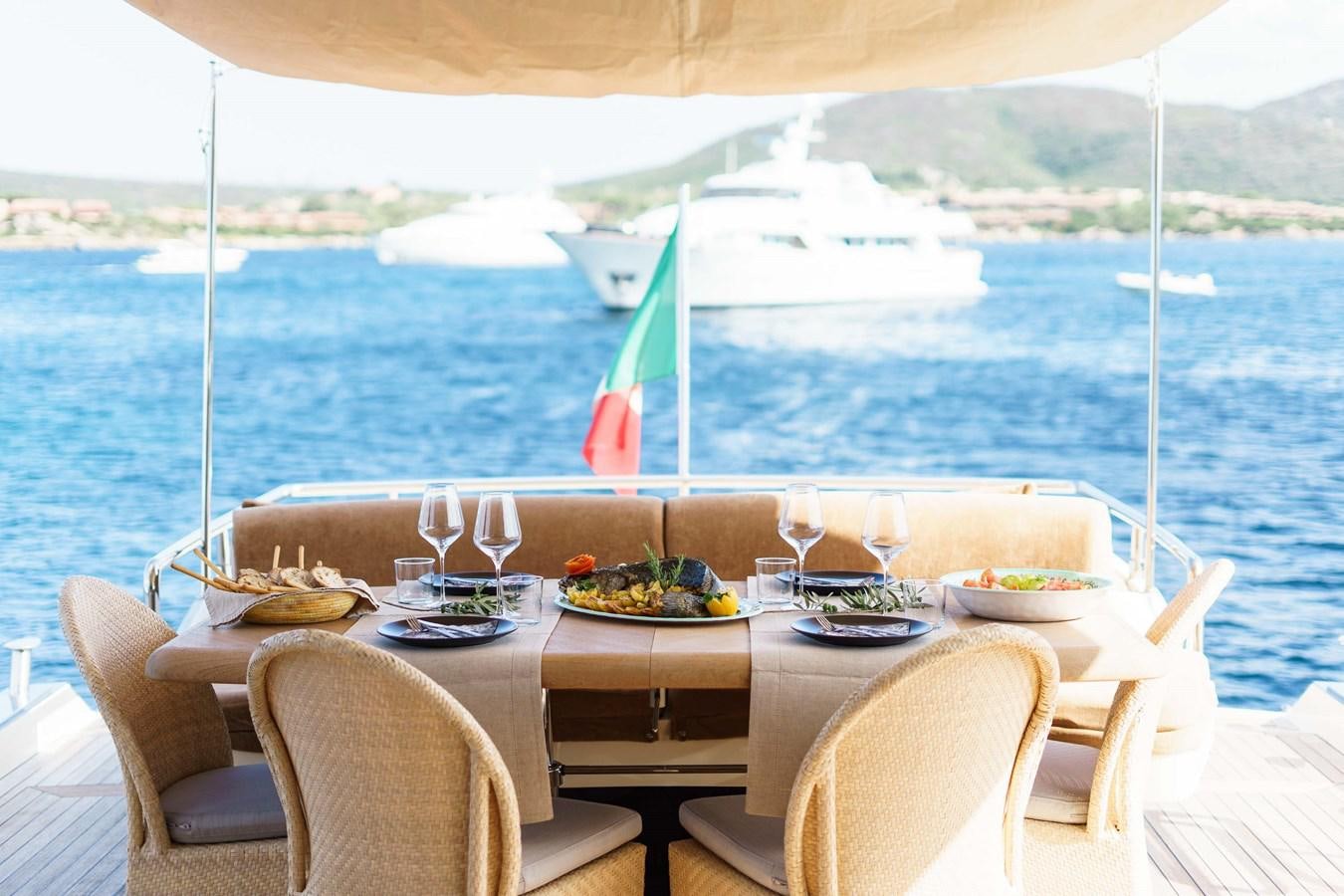 a table with food on it aboard ALLIE Yacht for Sale