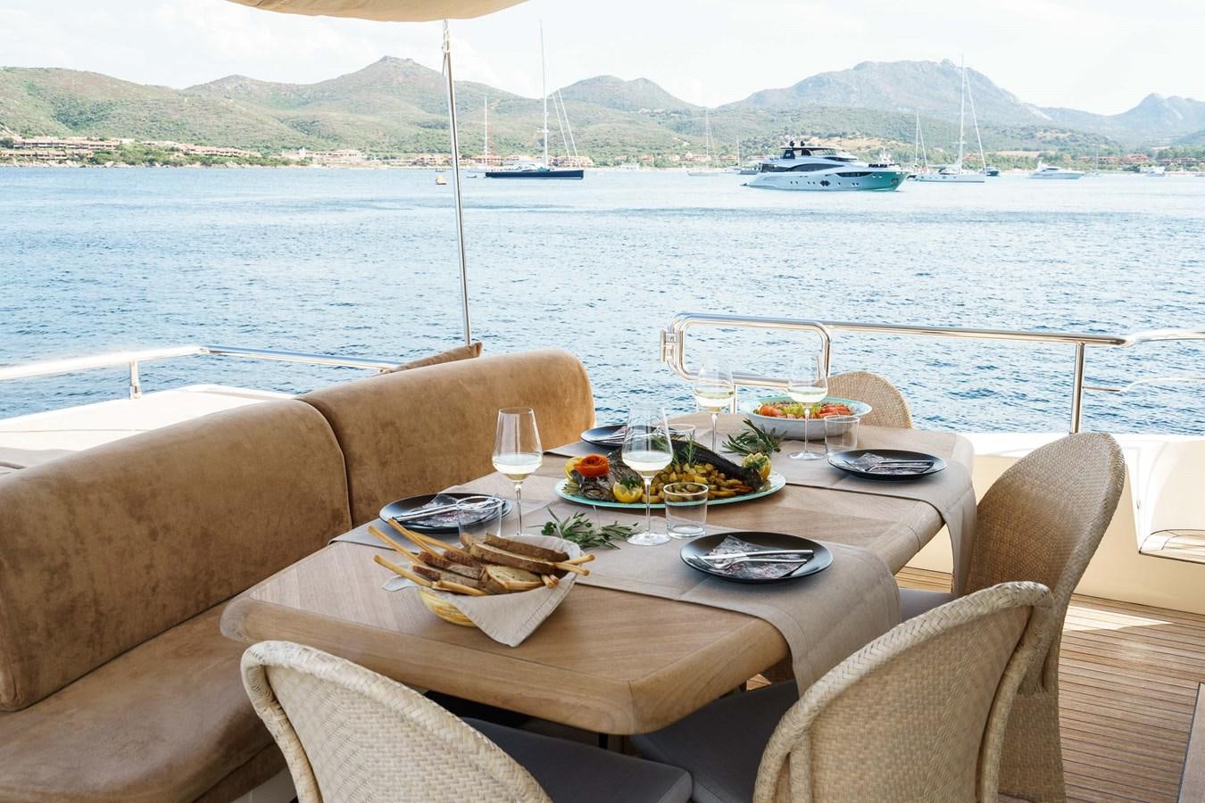 a table with food on it aboard ALLIE Yacht for Sale