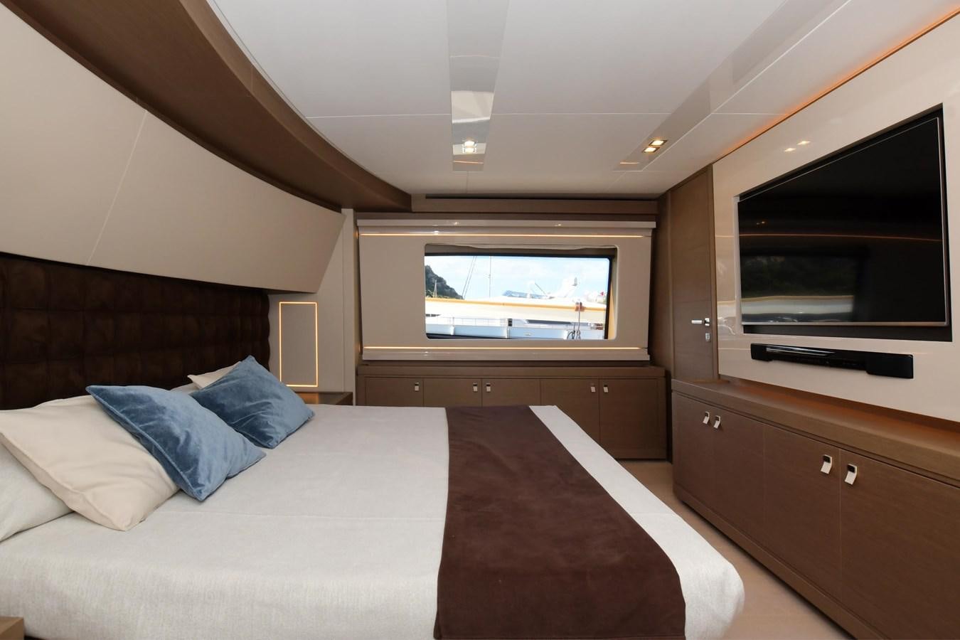 a bed in a room aboard VICTORIA VIENNA Yacht for Sale
