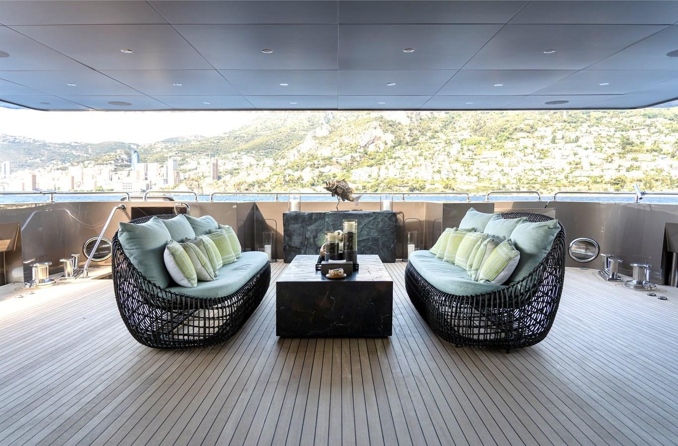 a couple of baskets on a table aboard MRS L Yacht for Sale