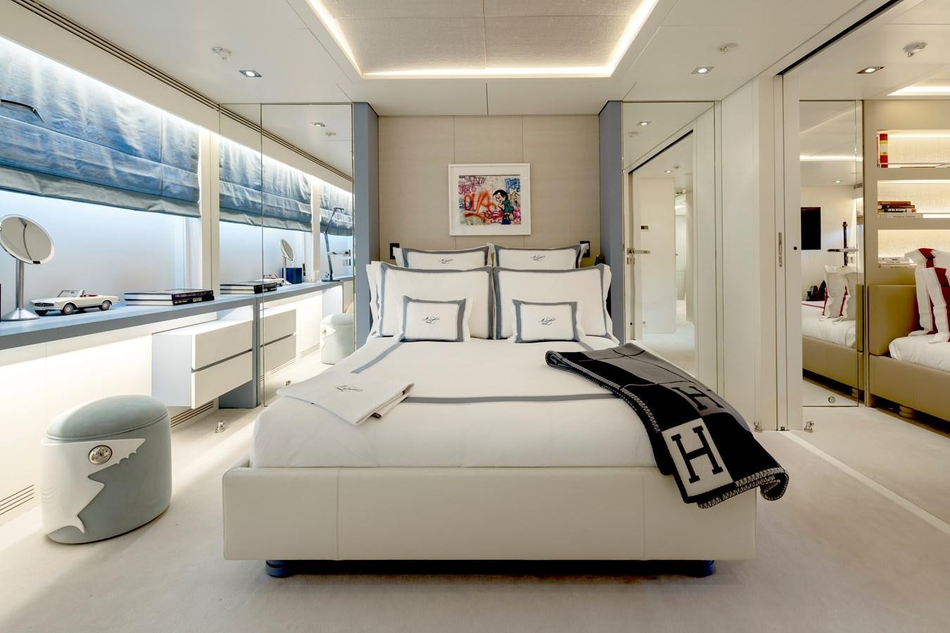 a hospital bed with a white bed aboard MRS L Yacht for Sale