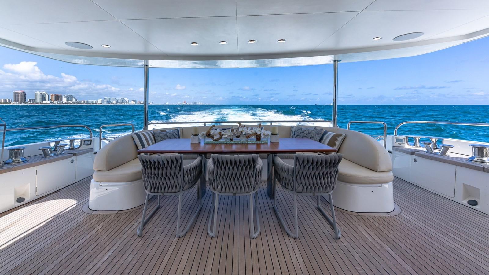 a table and chairs on a boat aboard BELLA RONA Yacht for Sale