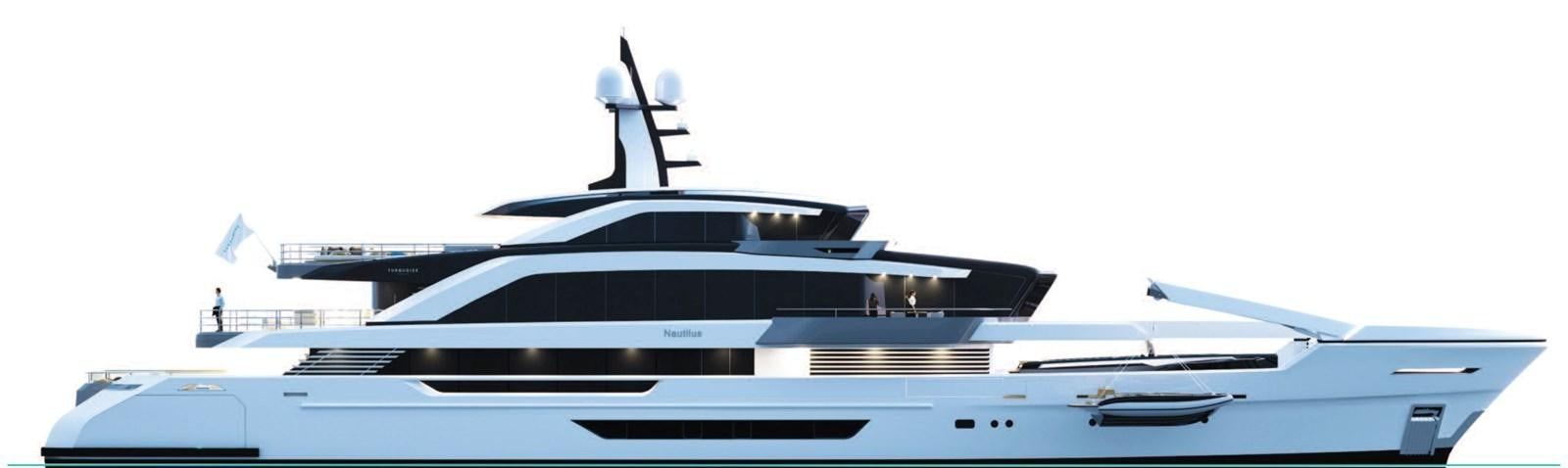 a white yacht with a white background aboard NAUTILUS Yacht for Sale