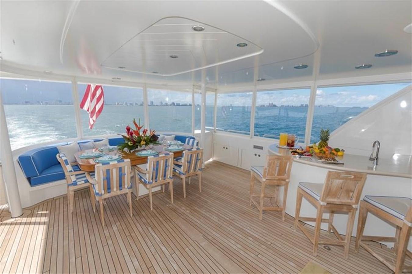 a large room with a table and chairs and a large window aboard NO NAME 112 Yacht for Sale