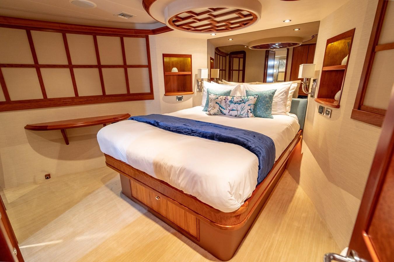 a bed in a room aboard NO NAME 112 Yacht for Sale