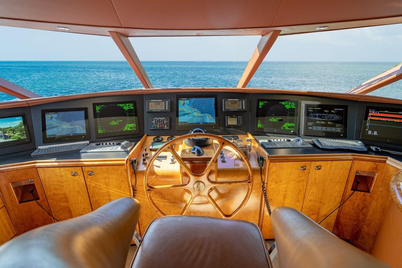 inside of a vehicle with a view of the ocean aboard NO NAME 112 Yacht for Sale