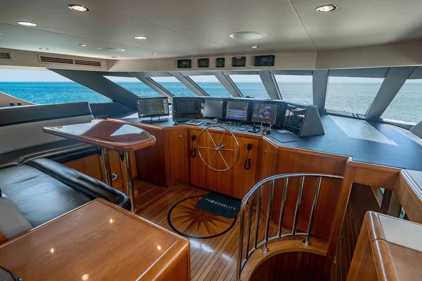 a room with tables and chairs aboard INEVITABLE Yacht for Sale