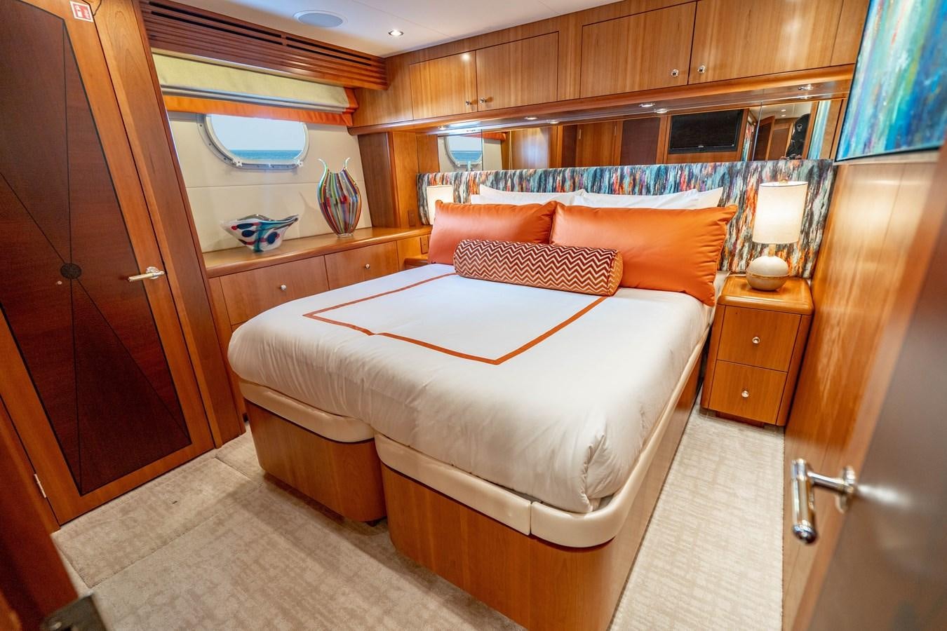 a bed in a room aboard INEVITABLE Yacht for Sale