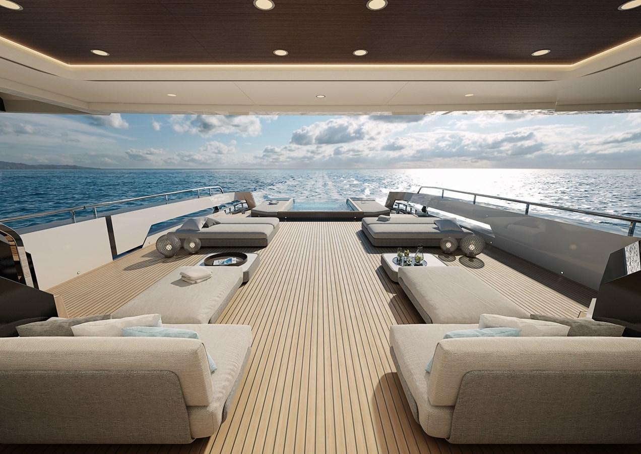 a deck with a view of the ocean and the deck aboard COLUMBUS CROSSOVER 42/01 Yacht for Sale