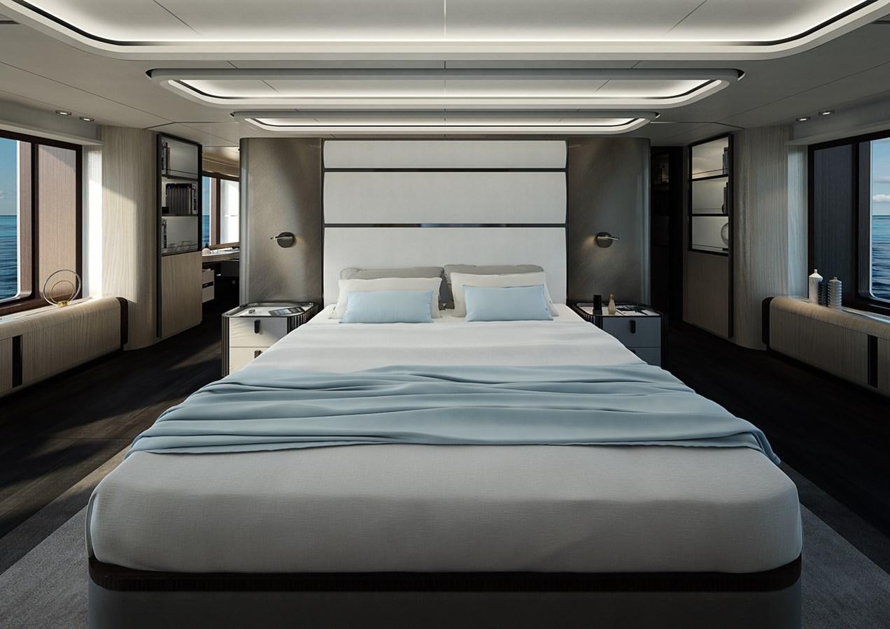 a large bed in a room aboard COLUMBUS CROSSOVER 42/01 Yacht for Sale