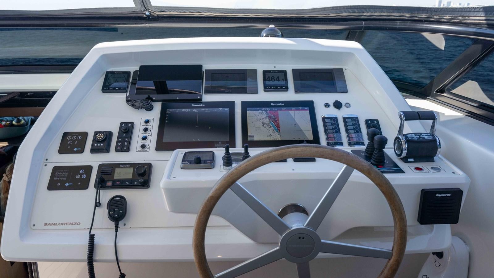 the inside of a white car aboard 106 FLYBRIDGE Yacht for Sale