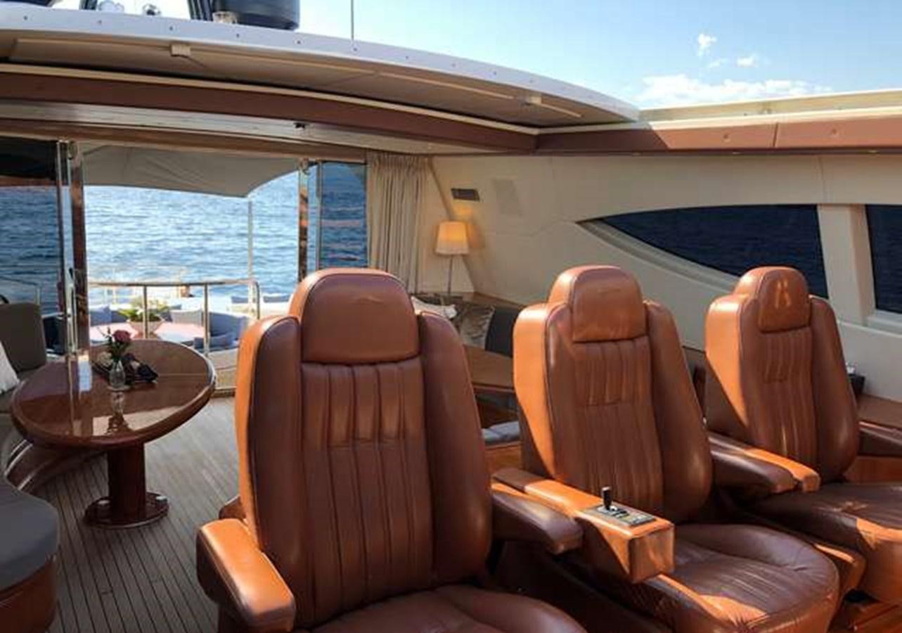 a room with a table and chairs aboard STORM Yacht for Sale