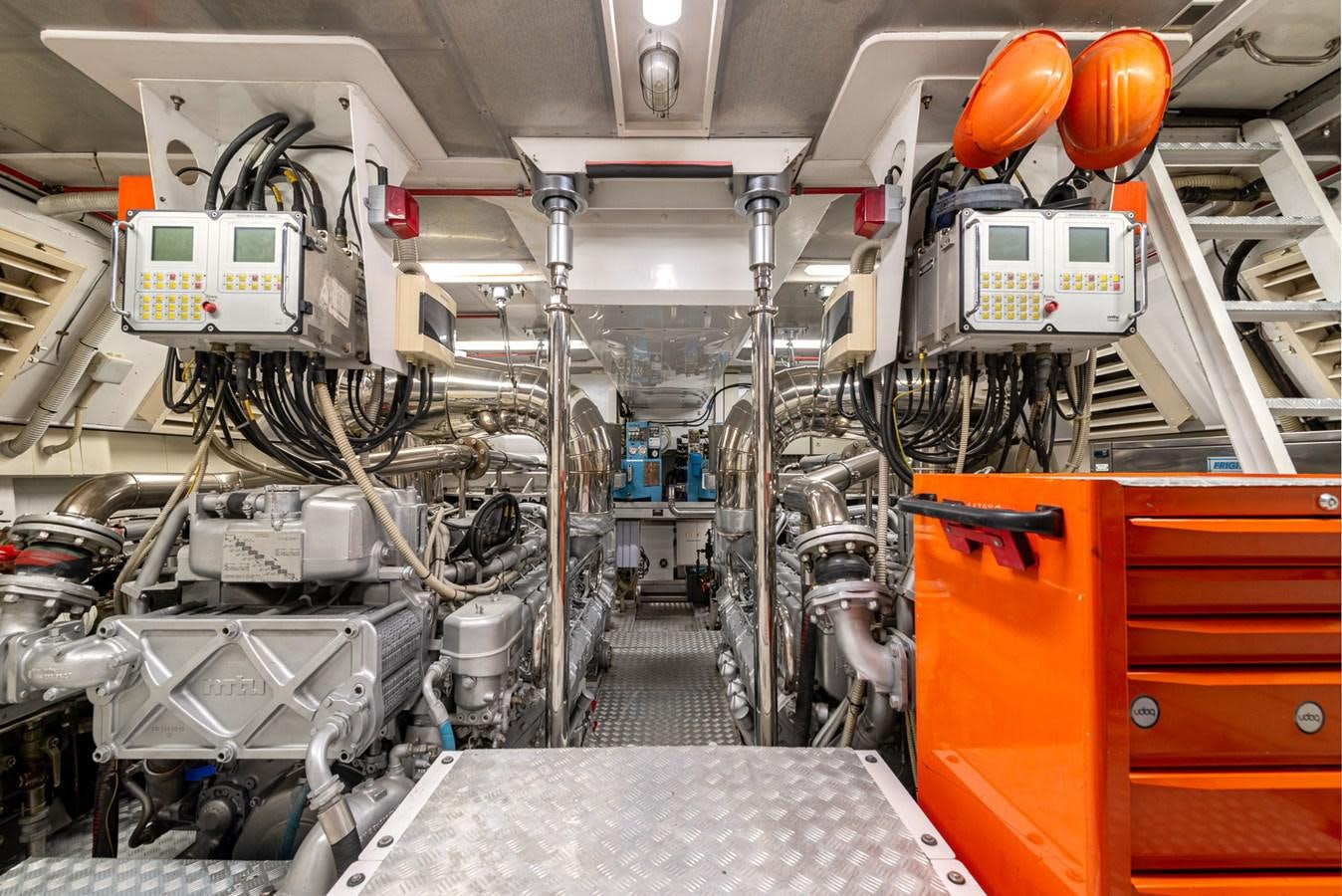 a room with machinery aboard STORM Yacht for Sale